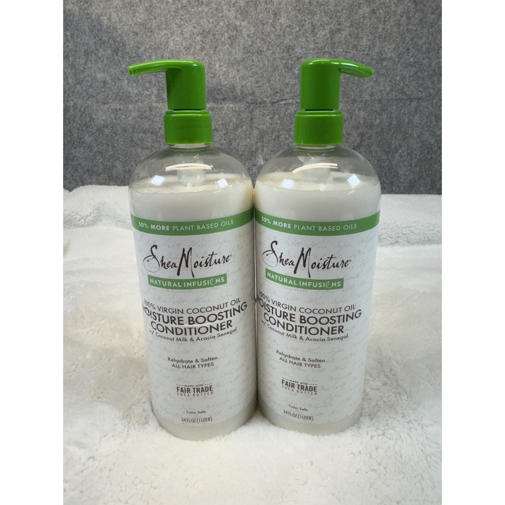 Lot of 2 SheaMoisture Virgin Coconut Oil Moisture Boosting Conditioner 34oz
